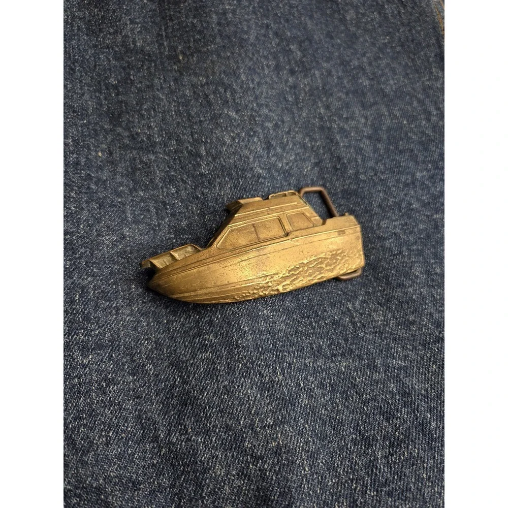 Vintage 1978 Baron Cabin Cruiser Brass Belt Buckle - Rare Nautical